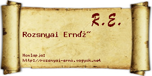 Rozsnyai Ernő névjegykártya